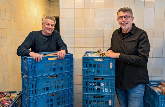 Jos Leuven en Hans Wiertz van Voedselbank Limburg-Zuid